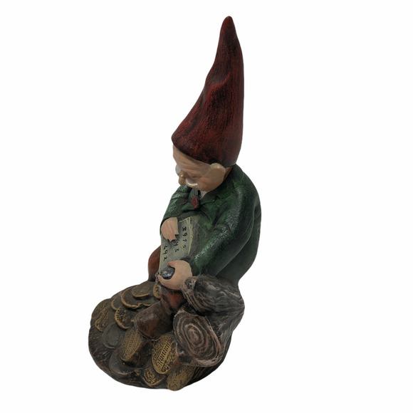 Vintage Porcelain Money Coin Gnome Figure Figurine Mystical Mythical Artist Sign - Picture 7 of 9
